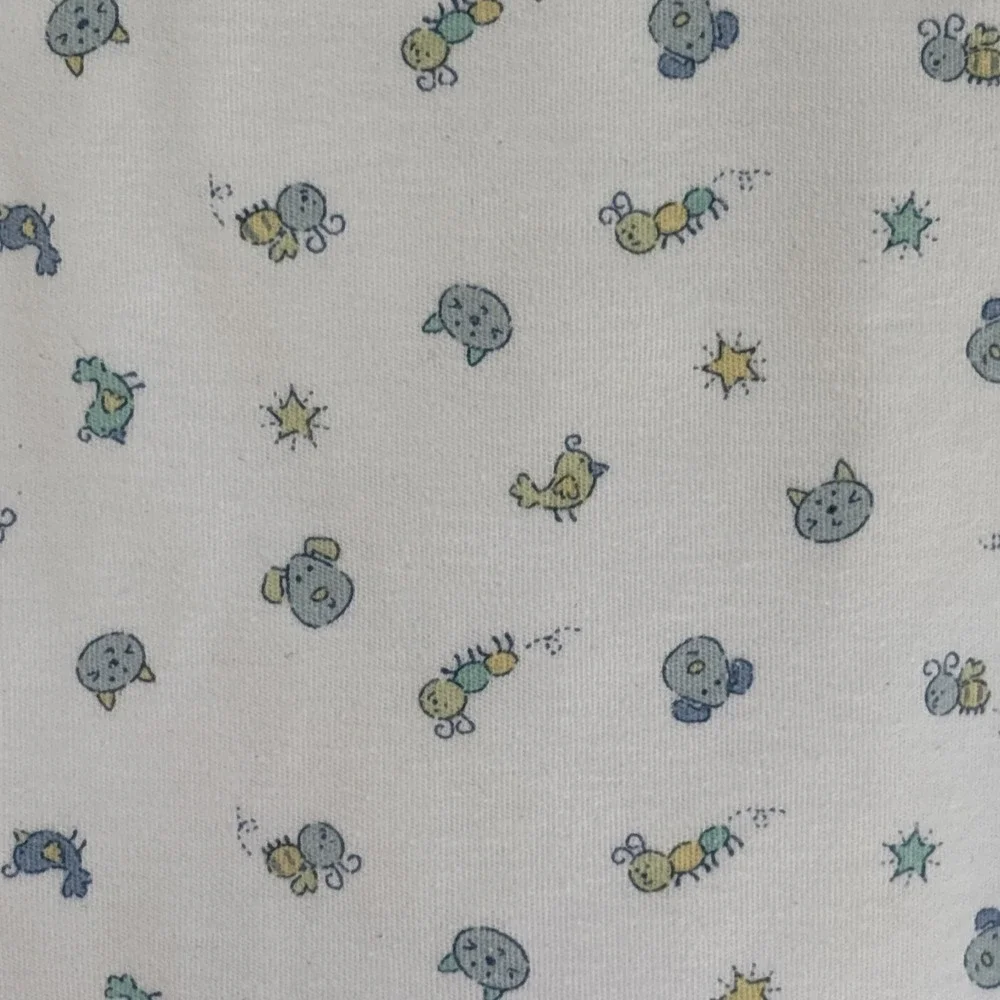 Bright Future Cotton Baby Blanket Blue Stripe Puppy Kitty Bug Animal 35x26.5